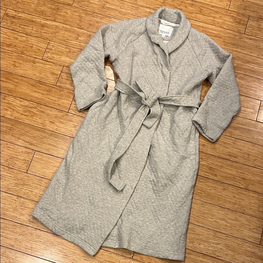 Haven Well Within Cozy Gray Quilted Grace Cottagecore  Robe w/Pockets Women’s S - Picture 2 of 5